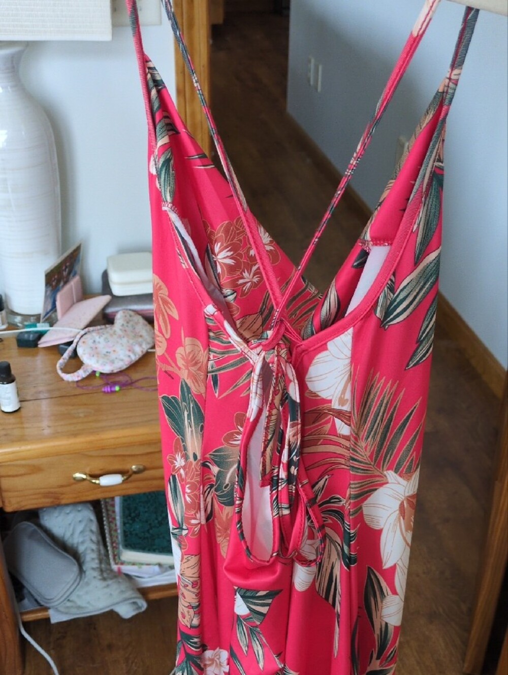 SHEIN Red Tropical Floral Midi Slip Dress - Picture 5 of 5